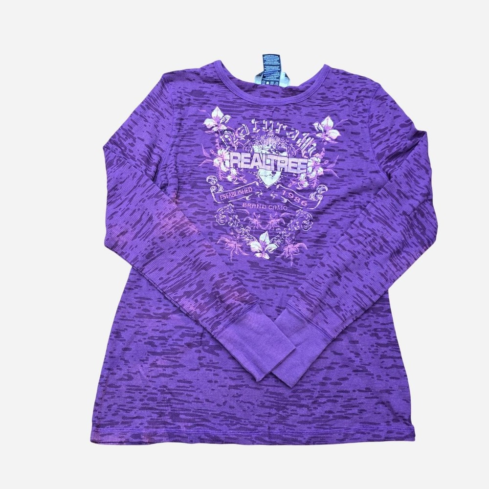 Purple Realtree long sleeve shirt with white floral graphic L - Picture 1 of 4